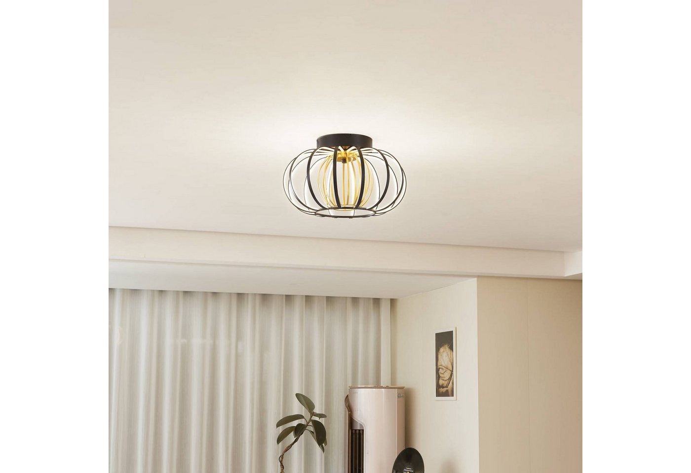 Lucande Deckenleuchten Birger, LED, Metall, Schwarz warmweiß IP20, LED 33,8 W gesamt, warmweiß – Bild 3 von 5