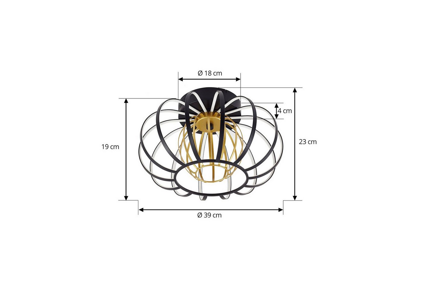 Lucande Deckenleuchten Birger, LED, Metall, Schwarz warmweiß IP20, LED 33,8 W gesamt, warmweiß – Bild 5 von 5
