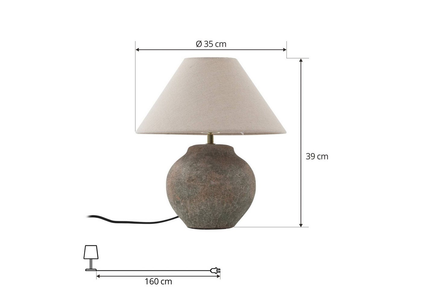 Lucande Tischleuchte Thalorin, Keramik Braun IP20, 1 x 15 W LED – Bild 4 von 5