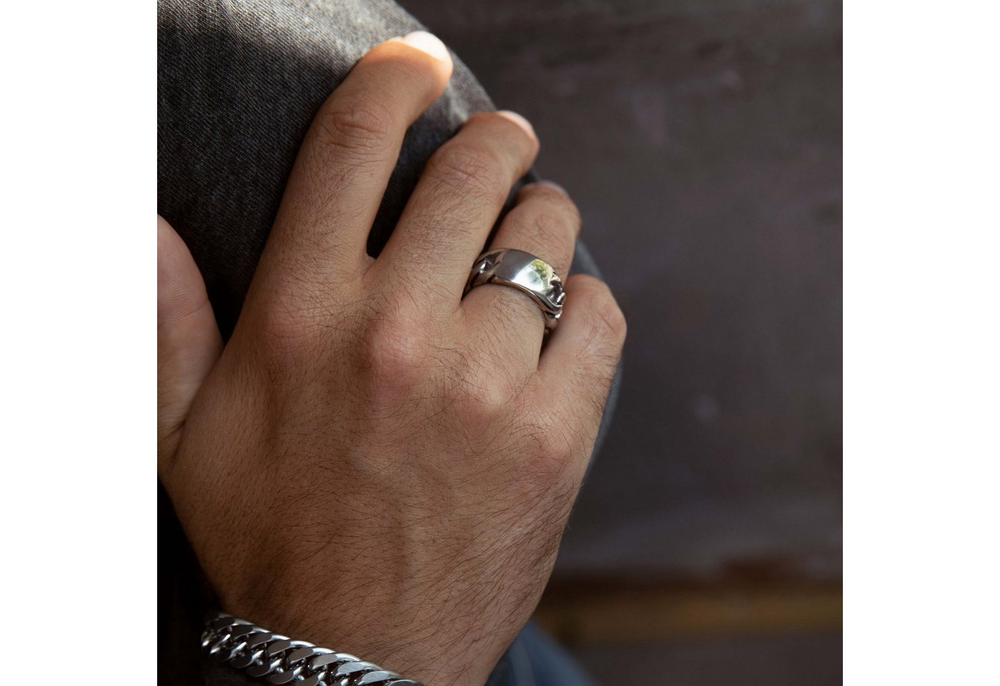 LUCARDI Fingerring Ring - Stahl - Silber - Herren – Bild 2 von 4