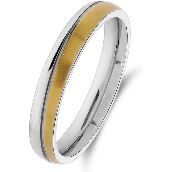 LUCARDI Partnerring Ring - Stahl - Gold-Silber - Herren