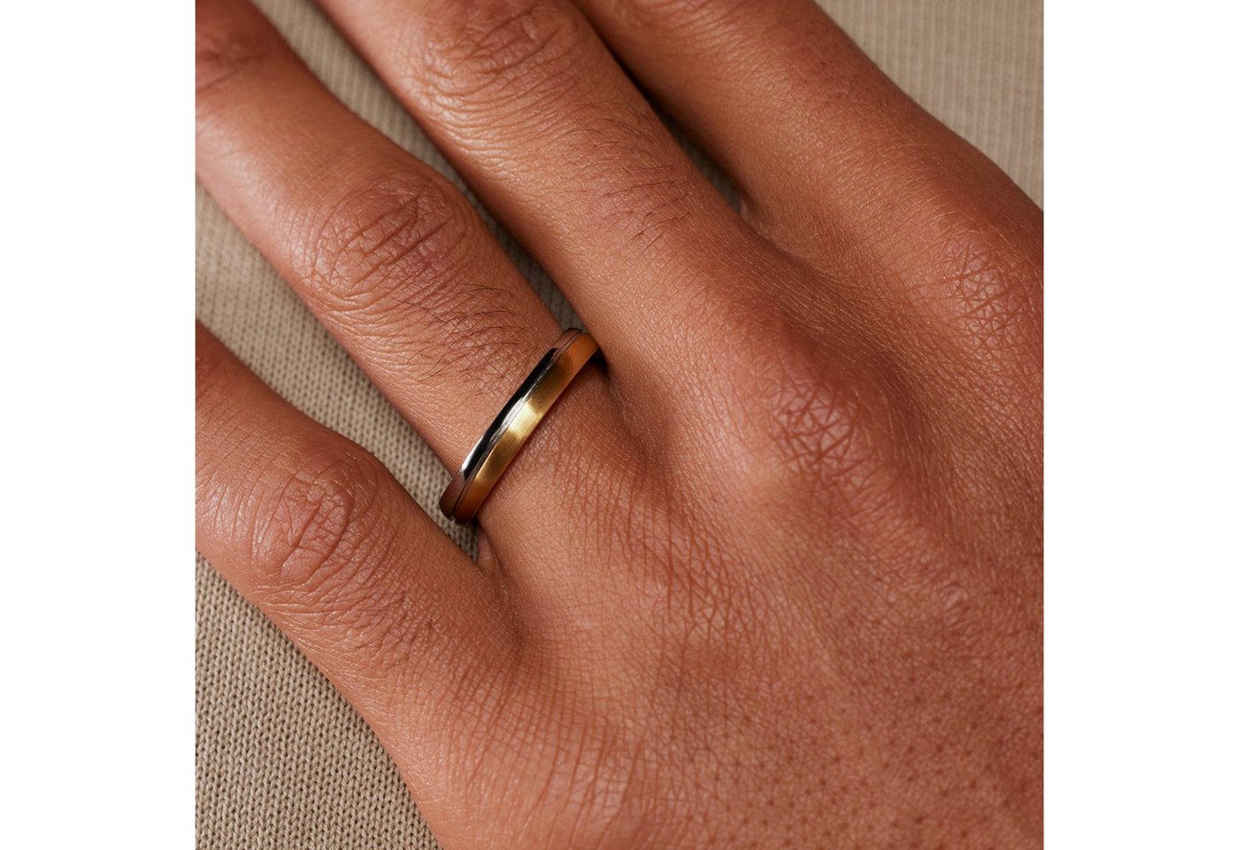 LUCARDI Partnerring Ring - Stahl - Gold-Silber - Herren – Bild 2 von 3