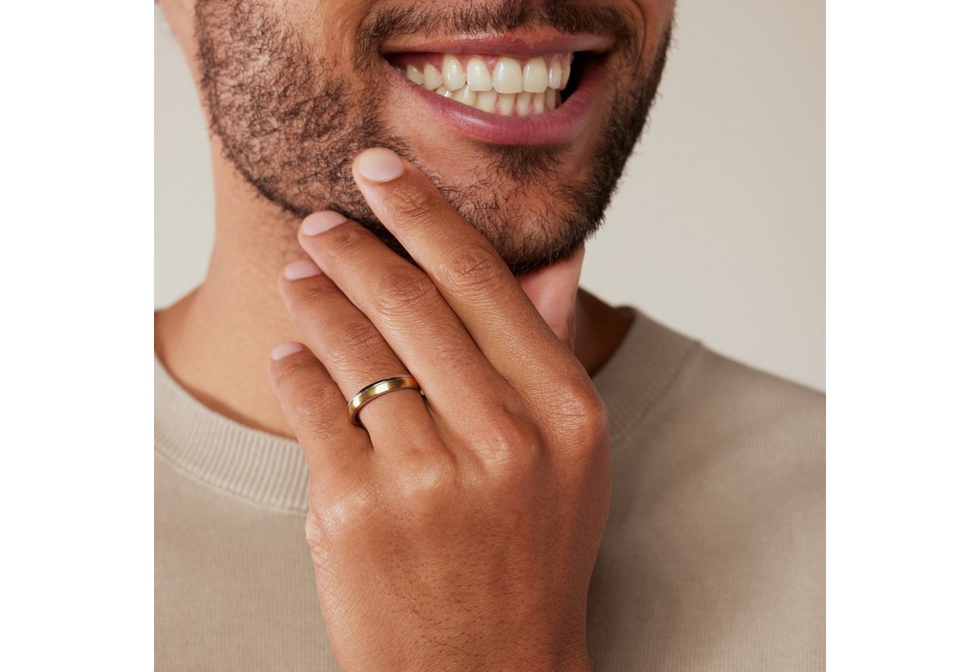 LUCARDI Partnerring Ring - Stahl - Gold-Silber - Herren – Bild 3 von 3