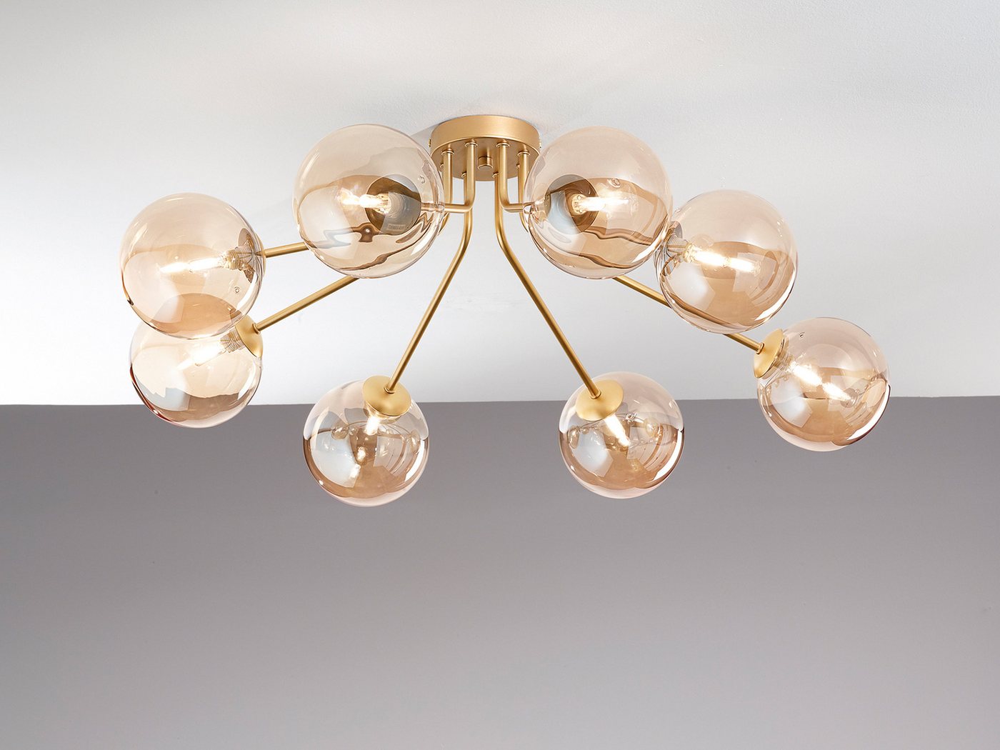 Luce Ambiente Design LED Deckenleuchte 8-flammig mit Glas-Kugeln Breite 88cm, Dimmfunktion, LED wechselbar, Warmweiß, groß-e ausgefallene Deckenlampe inkl. G9 L – Bild 3 von 5