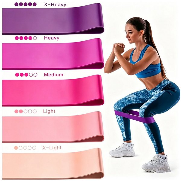 Luckice 5-teiliges Widerstandsband-Set, Loop-Bänder, 5 Stufen, TPE Fitnessband TPE, für Fitness & Yoga, mit Tasche