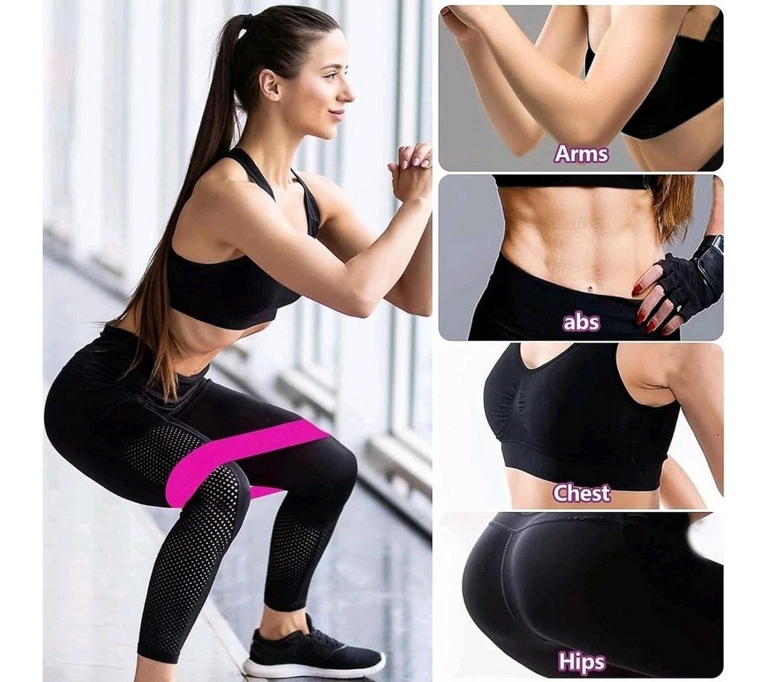 Luckice 5-teiliges Widerstandsband-Set, Loop-Bänder, 5 Stufen, TPE Fitnessband TPE, für Fitness & Yoga, mit Tasche – Bild 3 von 5