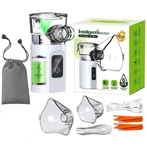 Luckice Inhalator Inhalationsgerät mit 1800mAh Akku, Inhalator für Erwachsene und Kinder, 3 Modi,Einfach zu bedienen & reinigen, Effiziente Zerstäubung für Heim