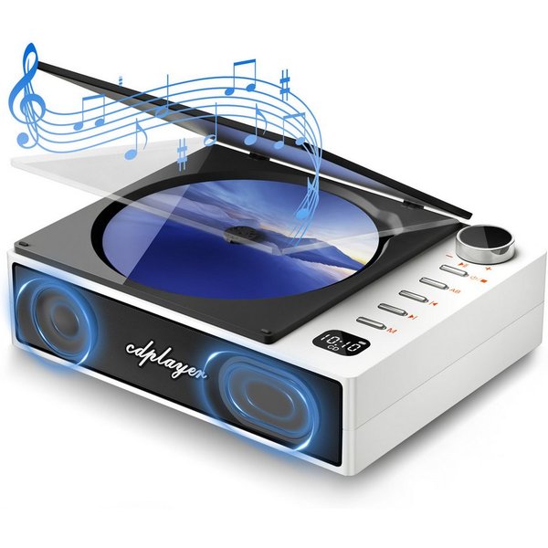 Luckice kompakter Disc-Player mit Anti-Skip tragbarer CD-Player (Bluetooth mit Lautsprecher Fernbedienung und LCD Display, kompakt für Reise und unterwegs)
