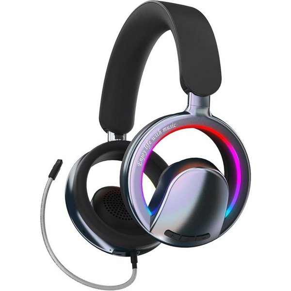 Luckice kopfhörer kabellos bluetooth Kopfhörer mit offener Rückseite Bluetooth-Kopfhörer (Ausgestattet mit einem 3,5 mm Kabel, einem Mikrofon und RGB-Beleuchtun