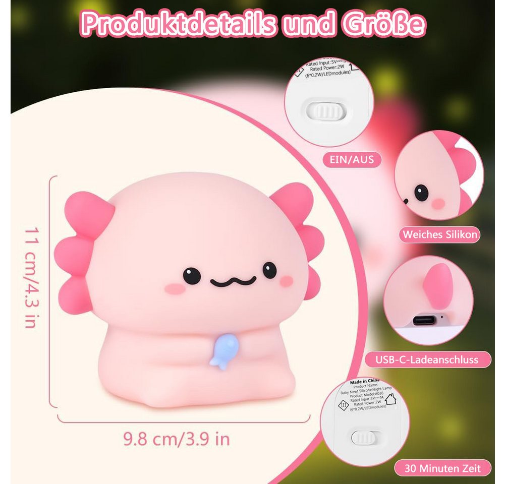 Luckice LED Nachtlicht Nachtlicht Kinder, Stilllicht Dimmbar Silikon, Kinderzimmer LED Nachtlicht Baby Dimmbar mit Timer. – Bild 2 von 5