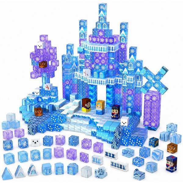 Luckice magnetische Bausteine, Lern- & Steckspiel, Kreativspielzeug für Kinder Magnetspielbausteine, (Set, 100 St., STEM sensorisches Spielzeug Magnetbausteine 