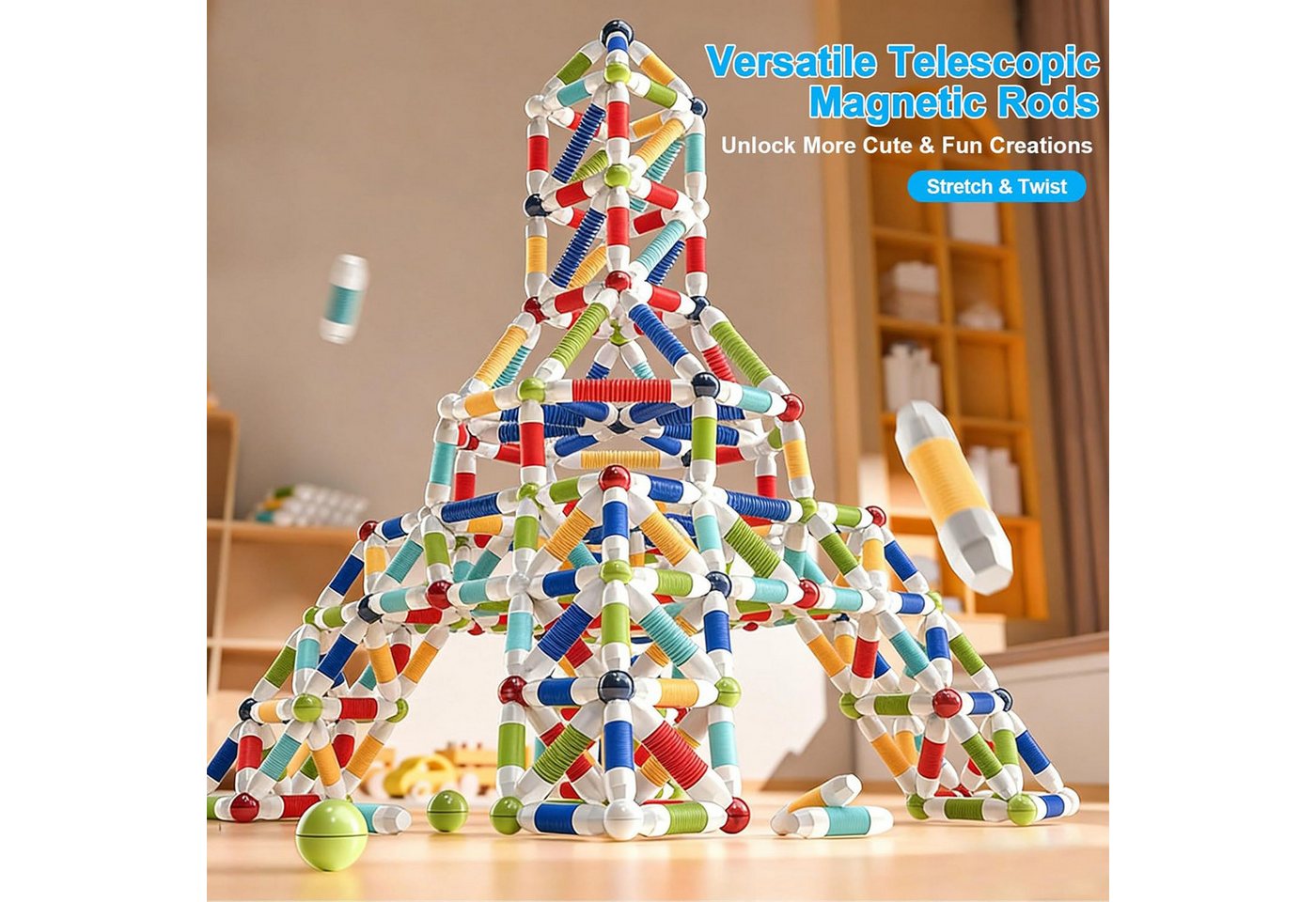 Luckice Magnetische Bausteine, 3D Magnetbausteine, Magnetspielzeug Magnetspielbausteine, (Spar-Set, 85 St., 85-teiliges Magnetbaukasten mit Aufbewahrungsbox ab  – Bild 4 von 5