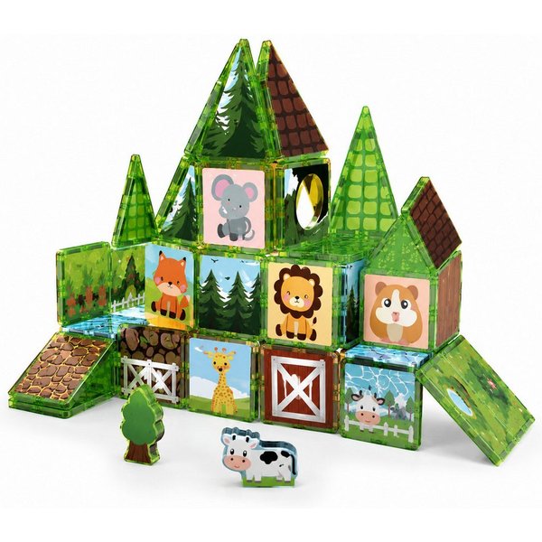 Luckice Magnetische Bausteine Bauernhof‑Set, kreatives Bauspiel für Kinder Magnetspielbausteine, (Set, fördert Fantasie sowie Zusammenarbeit), Naturmotiven lade