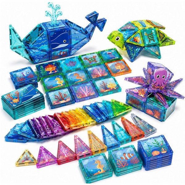 Luckice Magnetische Bausteine Bauernhof‑Set, kreatives Bauspiel für Kinder Magnetspielbausteine, (Set, fördert Fantasie sowie Zusammenarbeit), Naturmotiven lade