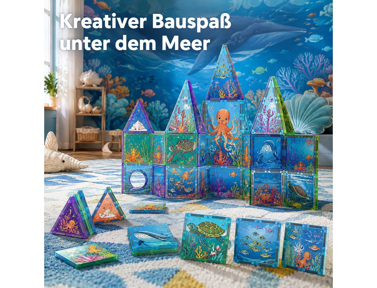 Luckice Magnetische Bausteine Bauernhof‑Set, kreatives Bauspiel für Kinder Magnetspielbausteine, (Set, fördert Fantasie sowie Zusammenarbeit), Naturmotiven lade – Bild 2 von 5