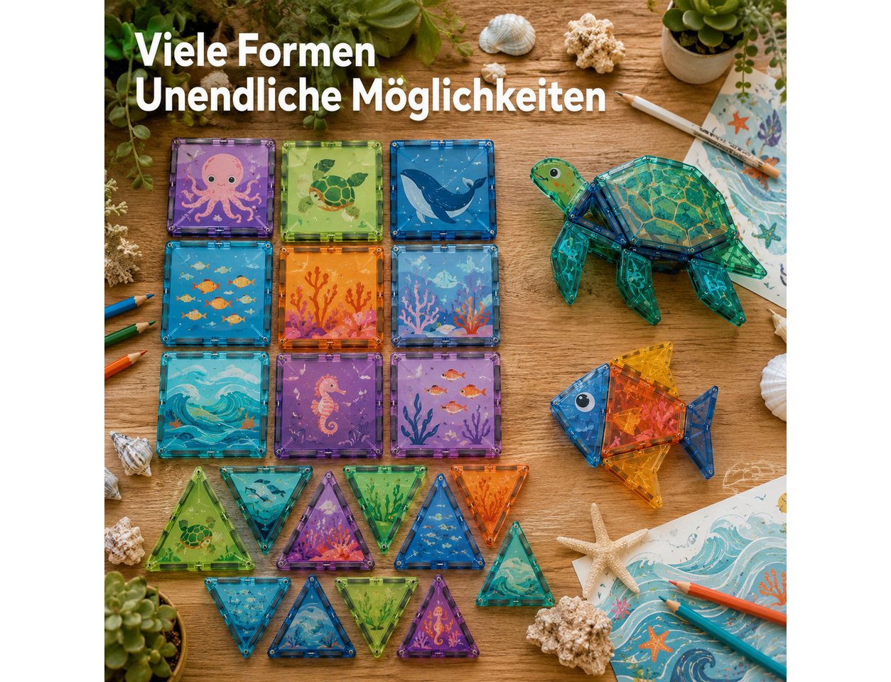 Luckice Magnetische Bausteine Bauernhof‑Set, kreatives Bauspiel für Kinder Magnetspielbausteine, (Set, fördert Fantasie sowie Zusammenarbeit), Naturmotiven lade – Bild 4 von 5
