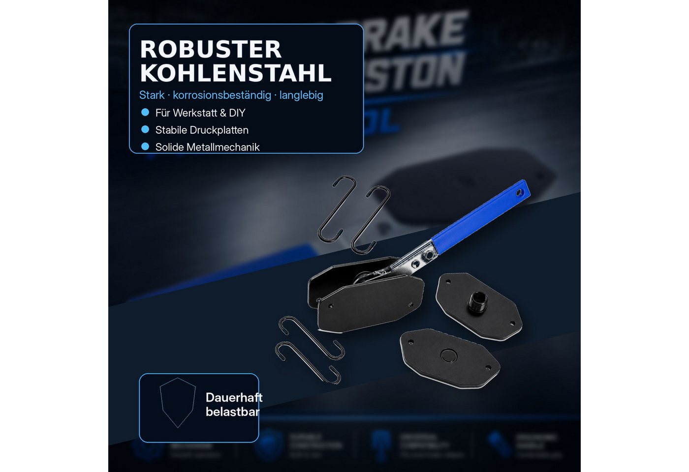 Luckice Multitool Kohlenstoffstahl Bremssattel‑Spreizer, für Bremsbelag‑Austausch, (Set, 5 St., 360‑Grad‑schwenkbares Ratschendesign), Praktisches Werkzeug für  – Bild 3 von 5
