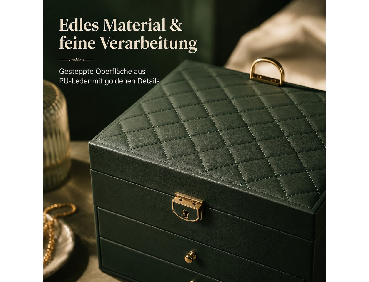 Luckice Schmuckkasten Schmuckschatulle Schmuckorganizer Schmuckaufbewahrung (Schmuckkästchen mit Fächern Reissschmuckbox Ausgestattet mit einem Privatsphäre-Sch – Bild 3 von 5