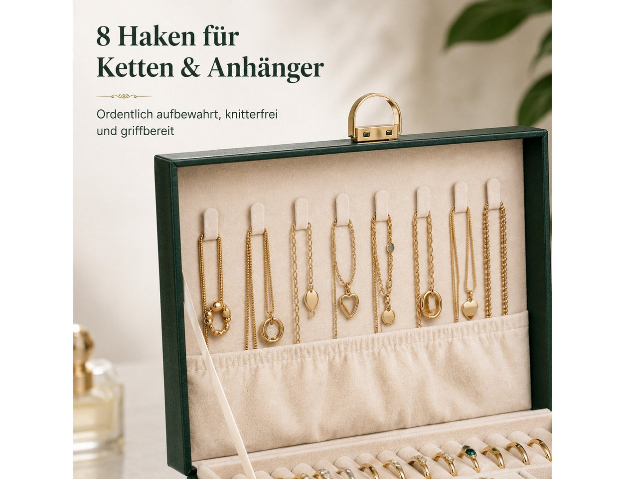 Luckice Schmuckkasten Schmuckschatulle Schmuckorganizer Schmuckaufbewahrung (Schmuckkästchen mit Fächern Reissschmuckbox Ausgestattet mit einem Privatsphäre-Sch – Bild 4 von 5