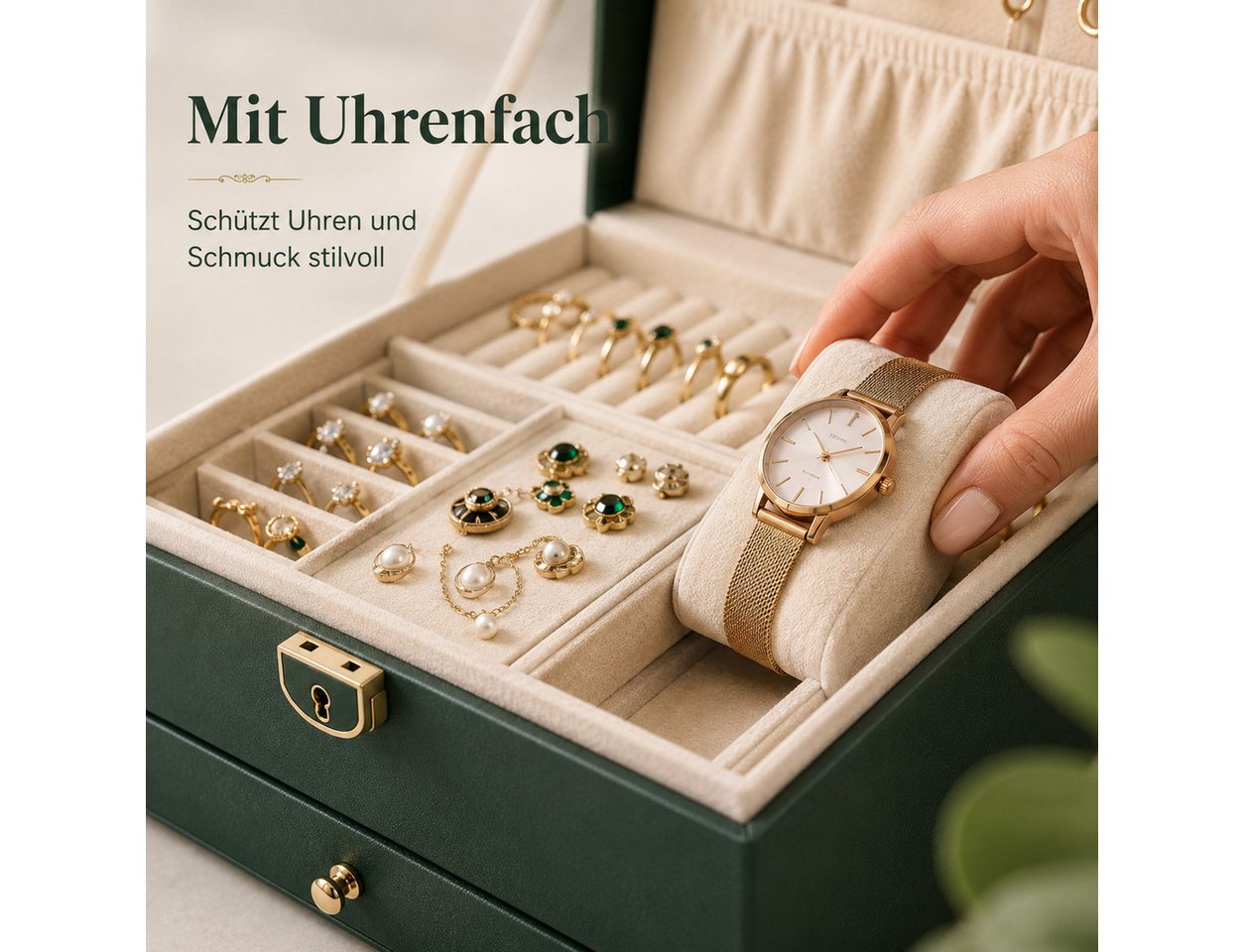 Luckice Schmuckkasten Schmuckschatulle Schmuckorganizer Schmuckaufbewahrung (Schmuckkästchen mit Fächern Reissschmuckbox Ausgestattet mit einem Privatsphäre-Sch – Bild 5 von 5