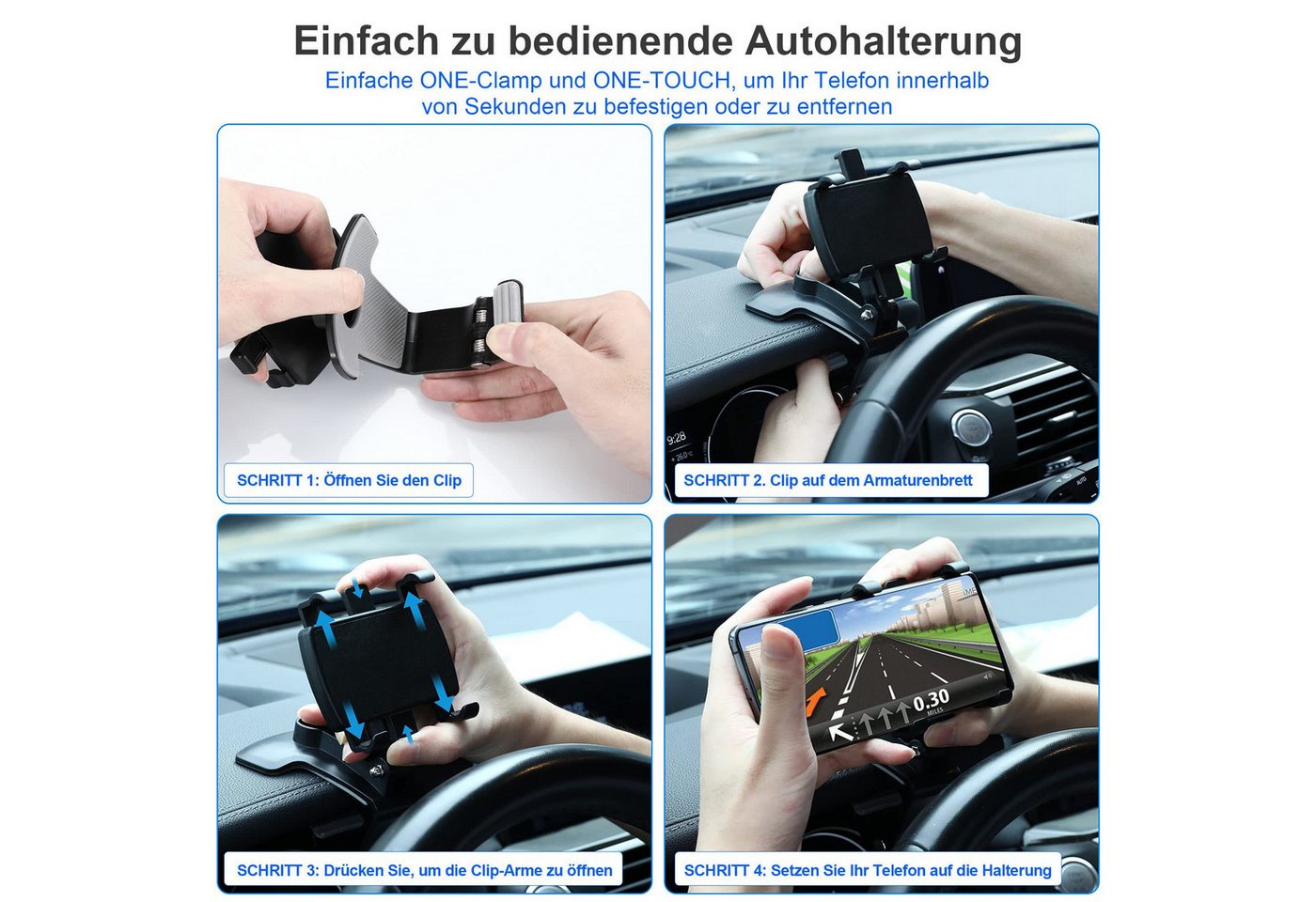 Luckice Smartphone-Halterung Handyhalterung Auto, um 360 Grad drehbare Auto Handyhalter., (Geeignet für Handys mit einer Bildschirmdiagonale von 4 bis 7 Zoll, ( – Bild 4 von 5