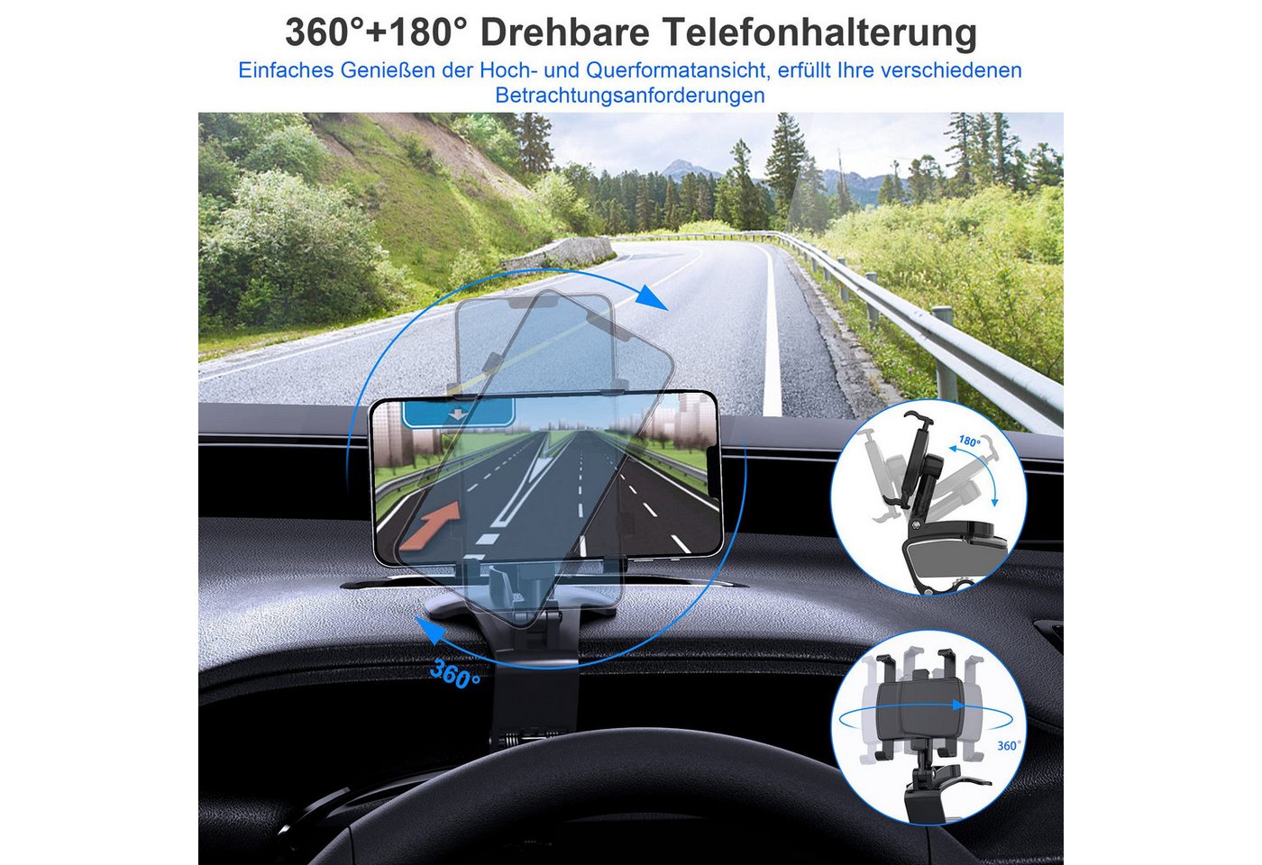 Luckice Smartphone-Halterung Handyhalterung Auto, um 360 Grad drehbare Auto Handyhalter., (Geeignet für Handys mit einer Bildschirmdiagonale von 4 bis 7 Zoll, ( – Bild 5 von 5