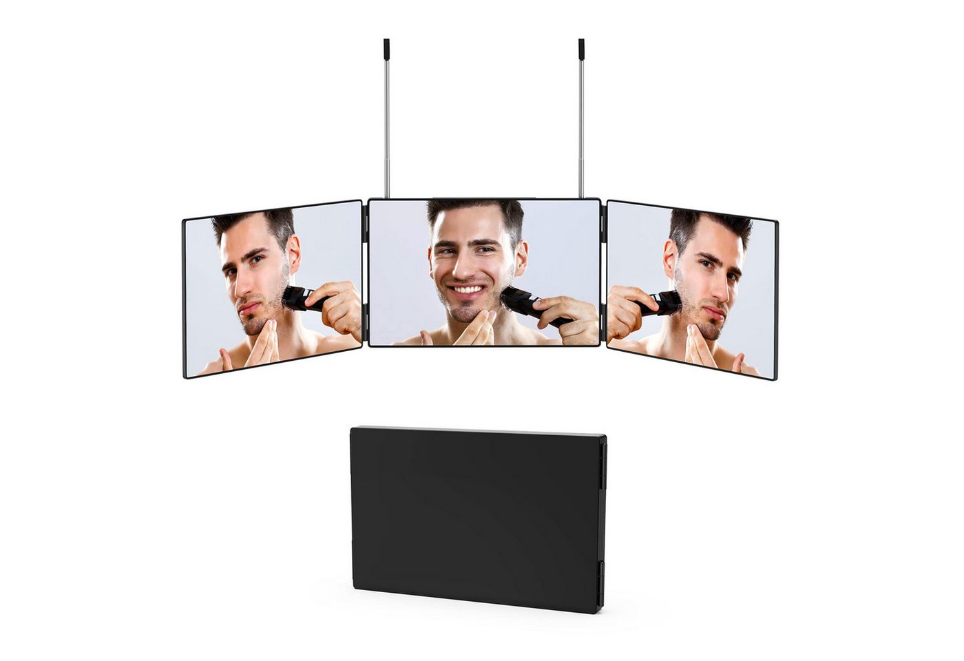 Luckice Spiegel LED 3-Wege-Spiegel, klappbarer Friseurspiegel, Make-up-Spiegel (verstellbar, für Selbsthaarschnitt) – Bild 5 von 5