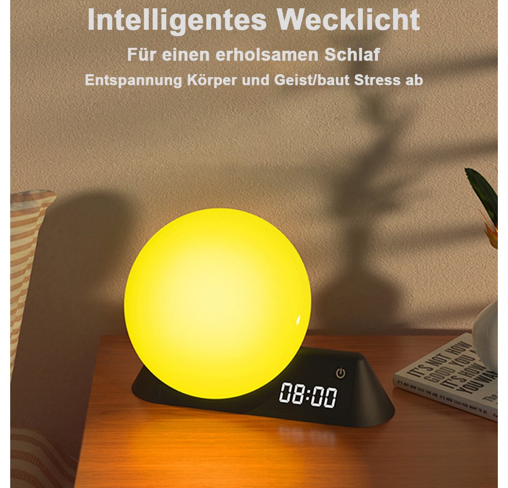 Luckice Tageslichtwecker Bluetooth-Lautsprecher-Schreibtischlampe mit weißem Rauschen Enthält 12 Naturgeräusche und 3 Einschlafhilfen. – Bild 2 von 5