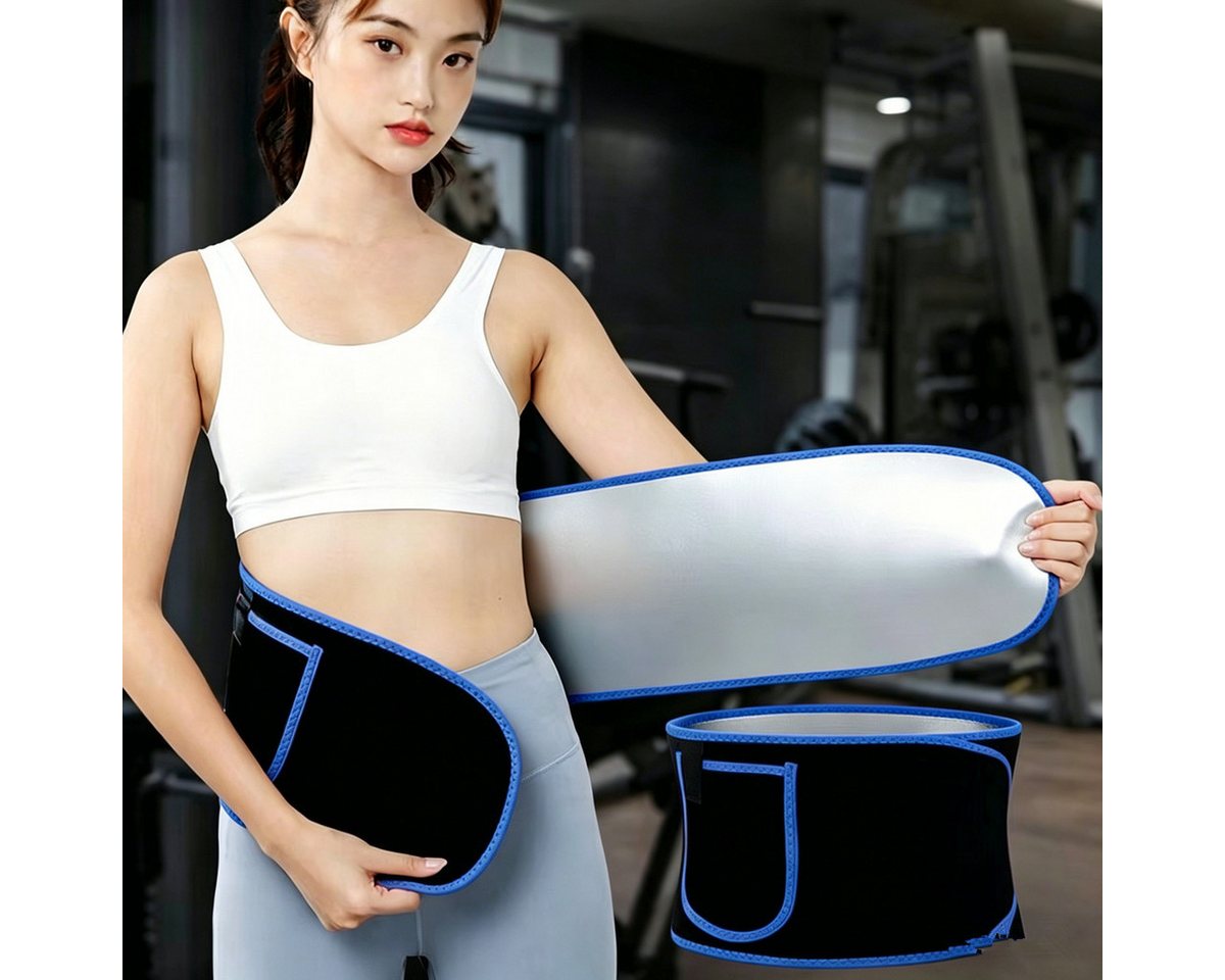 Luckice Taillengürtel aus Neopren, Schweiß-Bauchgurt, One Size (für Sport & Fettverbrennung, Schwarz-Blau) – Bild 4 von 5
