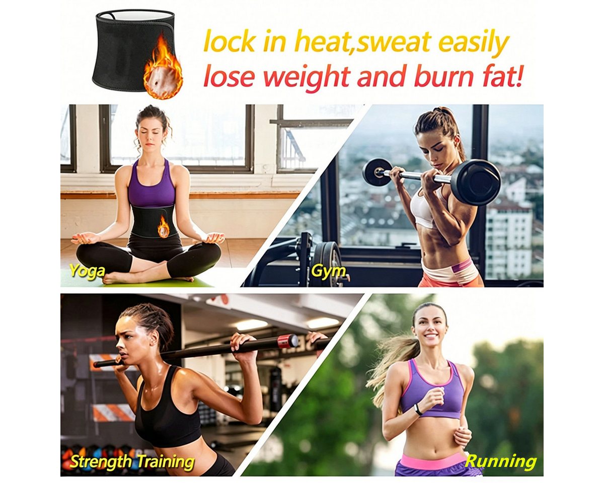 Luckice Taillengürtel Waist Trimmer Gürtel, Neopren, Schweiß-Bauchgurt (Sport & Fettverbrennung, One Size, Schwarz-Pink) – Bild 4 von 5