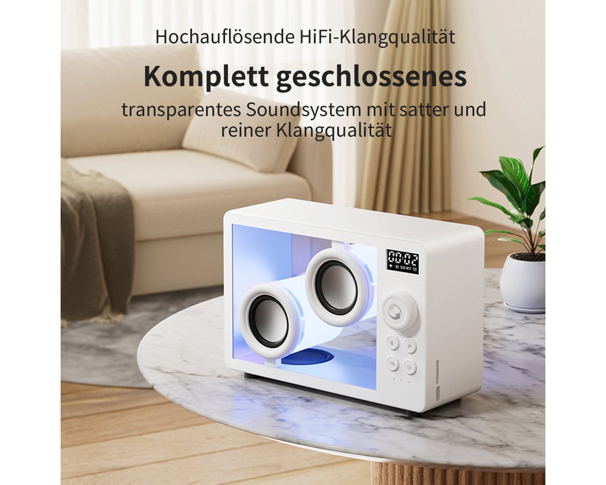 Luckice Tragbare Lautsprecher Bluetooth-Desktop-Lautsprecher Bluetooth-Lautsprecher (Unterstützt Bluetooth/TF-Karteneingang, Wecker, Atmosphärenlicht) – Bild 4 von 5