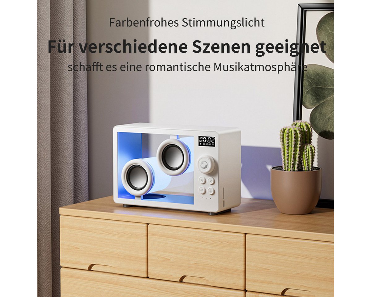 Luckice Tragbare Lautsprecher Bluetooth-Desktop-Lautsprecher Bluetooth-Lautsprecher (Unterstützt Bluetooth/TF-Karteneingang, Wecker, Atmosphärenlicht) – Bild 5 von 5