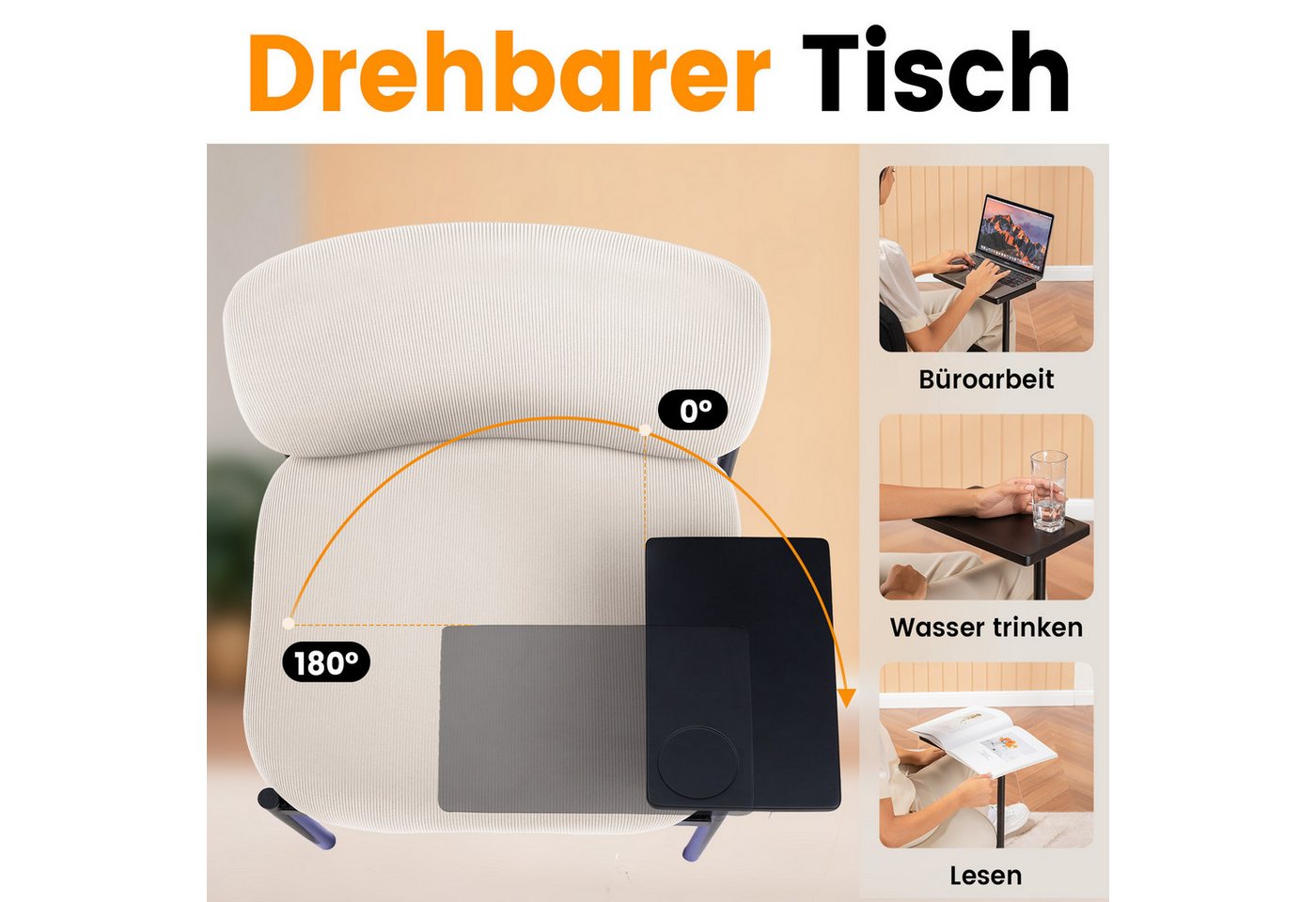 LUCKRACER Relaxsessel Loungesessel, Accent Sessel Polsterstuhl Metallbeinen, Einzelsessel, für Wohnzimmer/Schlafzimmer/Garten – Bild 2 von 5