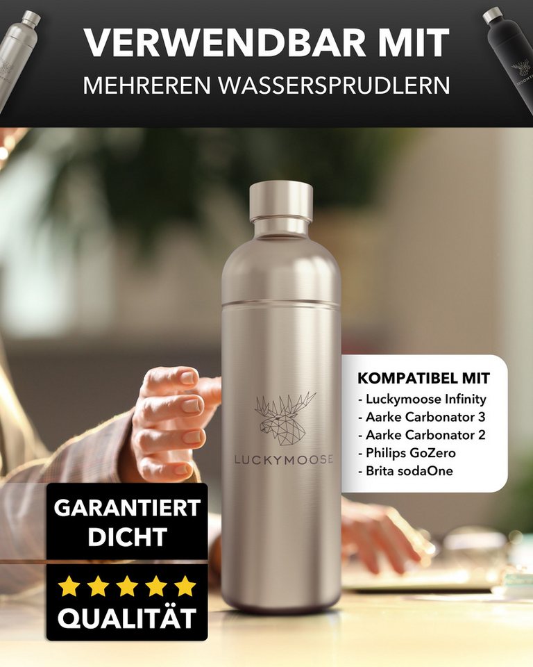 Luckymoose Wassersprudler Flasche Infinity, (für Aarke Carbonator 3, Phlips GoZero & Brita SodaOne), Spülmaschinenfest & ohne Ablaufdatum – Bild 4 von 5