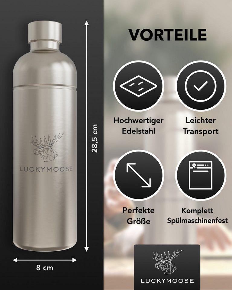 Luckymoose Wassersprudler Flasche Infinity, (für Aarke Carbonator 3, Phlips GoZero & Brita SodaOne), Spülmaschinenfest & ohne Ablaufdatum – Bild 2 von 5