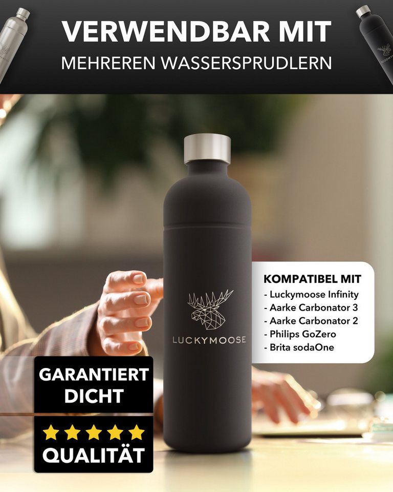Luckymoose Wassersprudler Flasche Infinity, (für Aarke Carbonator 3, Phlips GoZero & Brita SodaOne), Spülmaschinenfest & ohne Ablaufdatum – Bild 4 von 5