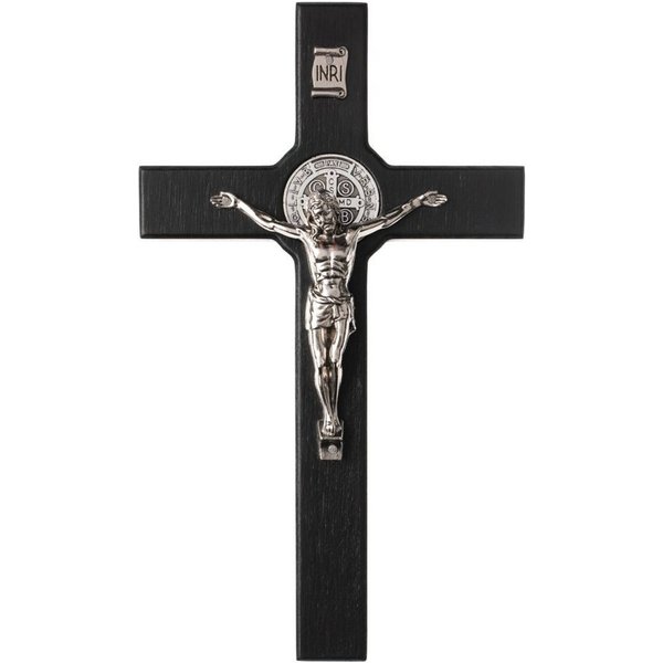 Luda Studio Wanddekoobjekt, Hölzernes Hängekreuz des Hl. Benedikt mit Christus