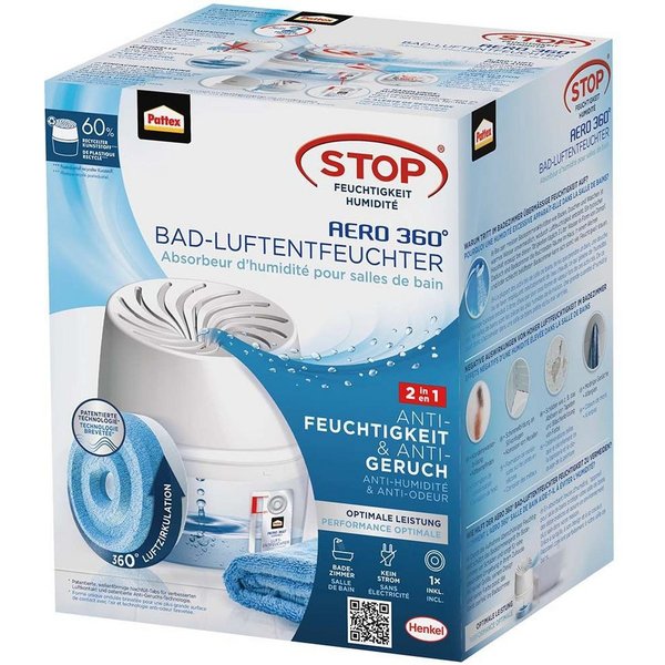 Pattex Luftbefeuchter Pattex Luftentfeuchter Aero 360 Bad mit 450 g Tablette