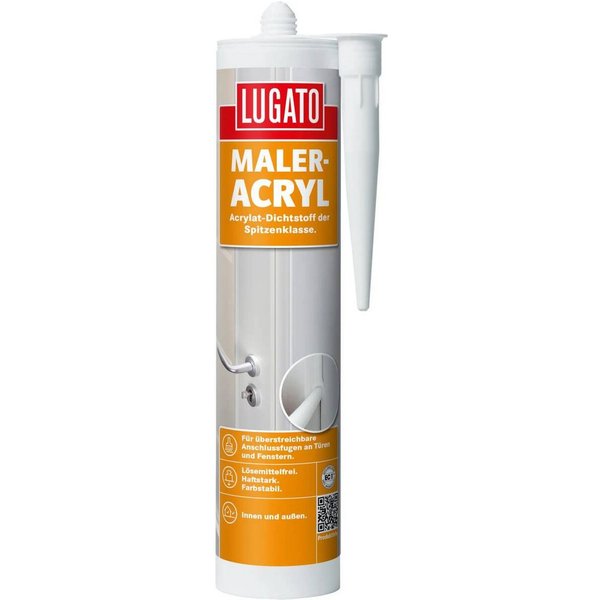 Lugato Dichtstoff Maleracryl, (Einzeln, für Innen & Außen), lösemittelfrei, haftstark, überstreichbar