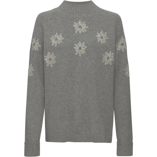 Luis Steindl Strickpullover Stehkragenpullover mit Edelweiß-Stickerei