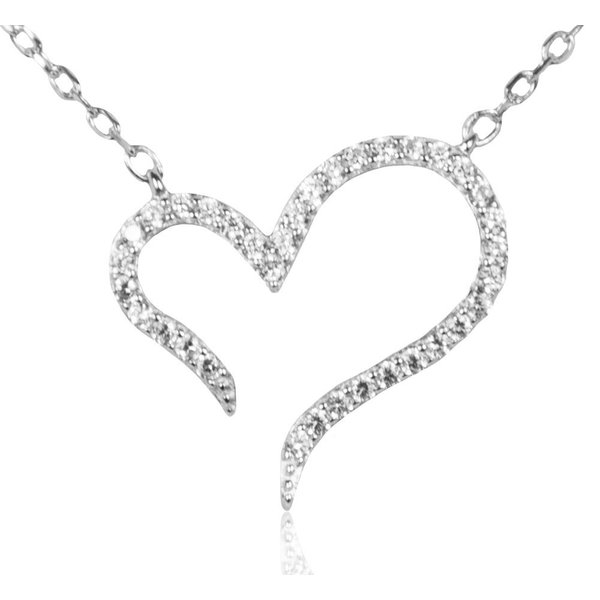 LUISIA® Kette mit Anhänger Filigrane Halskette mit geschwungenem Herz - 925 Silber mit Zirkonia (inkl. Schmuckbox)