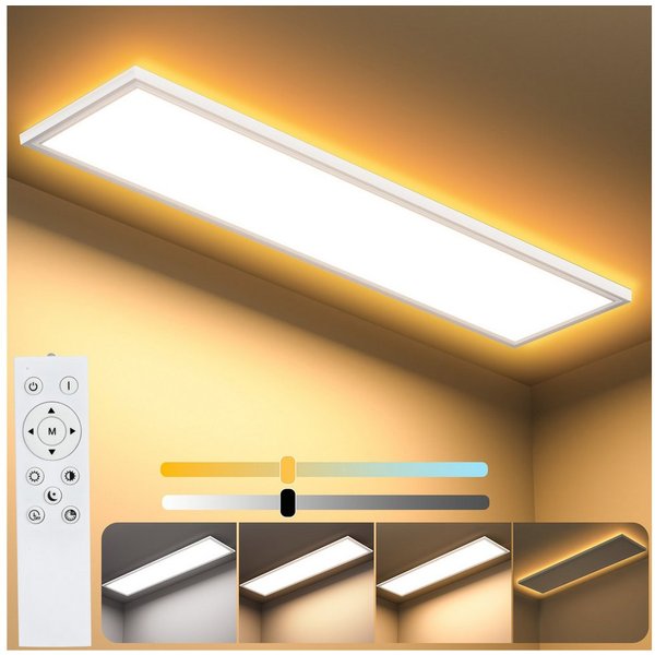 Lujasi LED Deckenleuchte Deckenlampe, 36W 3600LM LED Panel Flach 100 x 25 x 5,5 cm, tageslichtlampe decke, LED, Neutralweiß, Rechteckige, Energieeffizient & lan