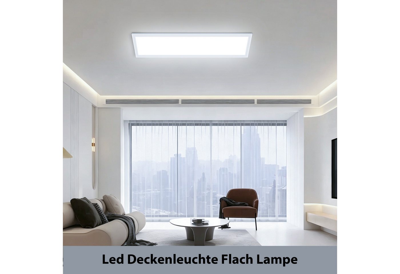 Lujasi LED Deckenleuchte Deckenlampe, 36W 3600LM LED Panel Flach 100 x 25 x 5,5 cm, tageslichtlampe decke, LED, Neutralweiß, Rechteckige, Energieeffizient & lan – Bild 2 von 5