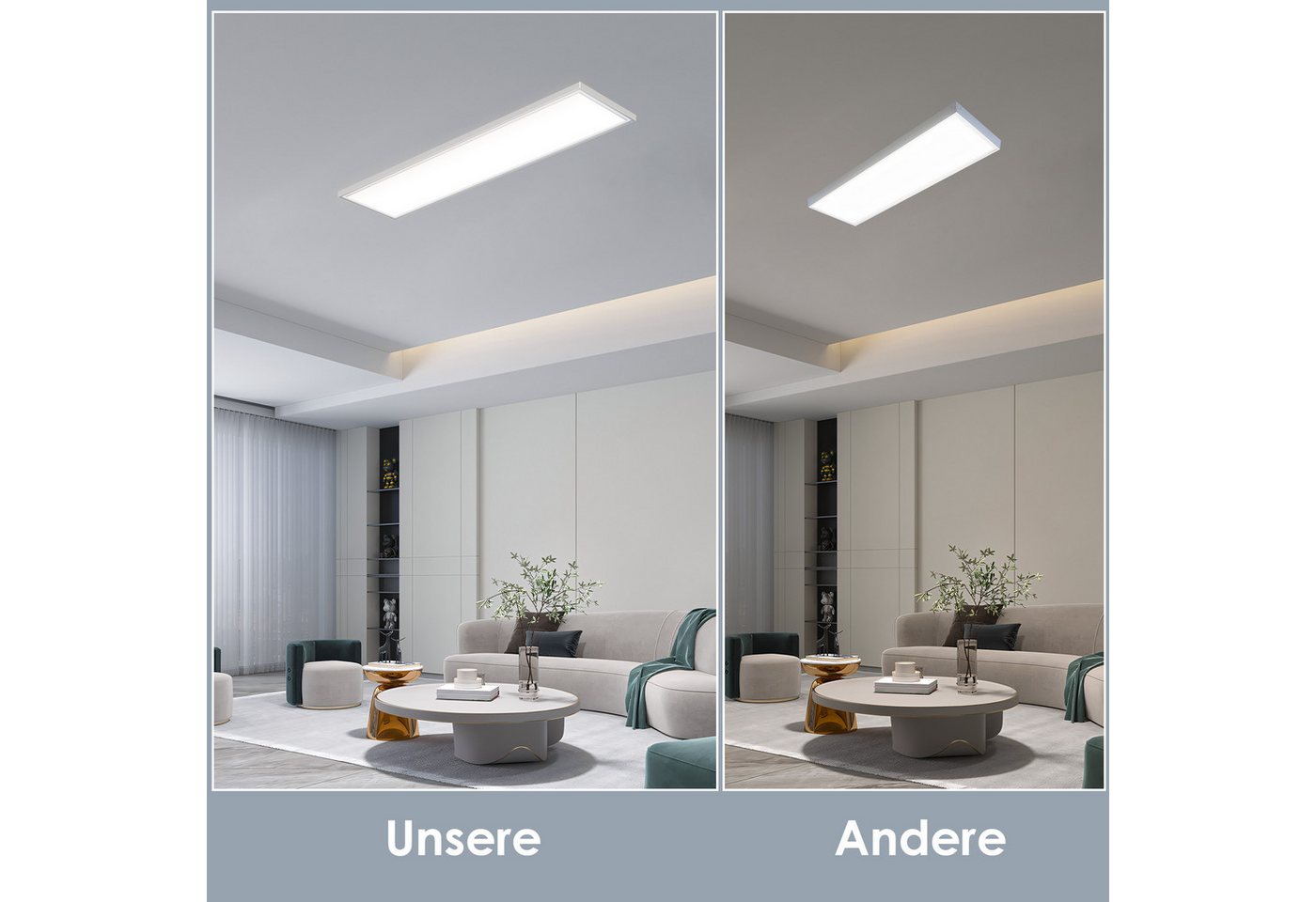 Lujasi LED Deckenleuchte Deckenlampe, 36W 3600LM LED Panel Flach 100 x 25 x 5,5 cm, tageslichtlampe decke, LED, Neutralweiß, Rechteckige, Energieeffizient & lan – Bild 5 von 5