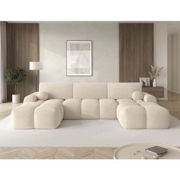 Lukas Möbel Wohnlandschaft U-Sofa Wohnlandschaft Viena mit Bettfunktion in Bubble-Look, Ecksofa in U-Form, mit Bettkasten, Breite 319 cm, made in Europe