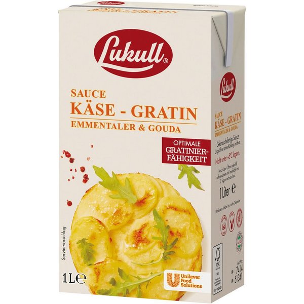 Lukull Saucen, Lukull Kaese Gratin Sauce cremige Ofensauce mit Kaesegeschmack 1000ml