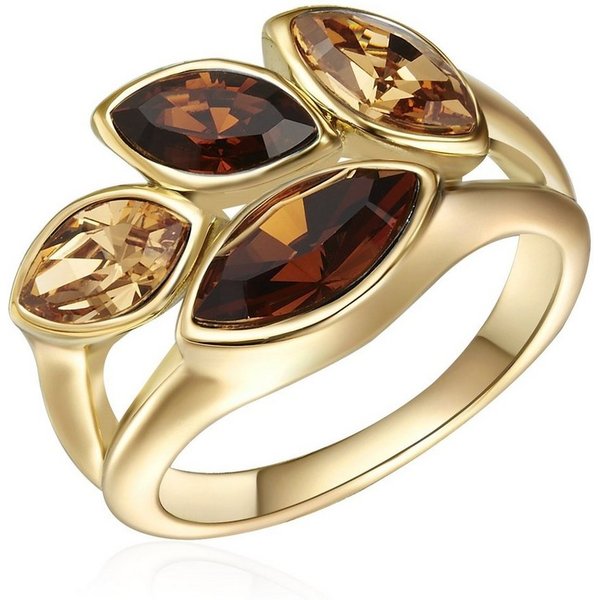 Lulu & Jane Fingerring gelbgold, verziert mit Kristallen von Swarovski®