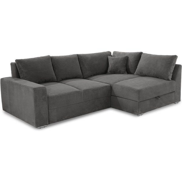 luma-home Ecksofa 15233, Dauerschläfer B260/T181/H88 cm mit 2 Bettkästen, Ottomane links oder rechts montierbar, Federkern, Boxspring, Kaltschaum-Topper, Bezug 