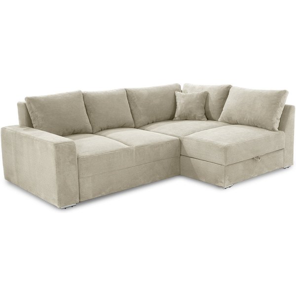 luma-home Ecksofa 15235, Dauerschläfer B260/T181/H88 cm mit 2 Bettkästen, Ottomane links oder rechts montierbar, Federkern, Boxspring, Kaltschaum-Topper, Bezug 