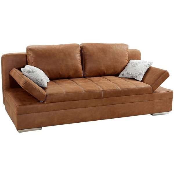 luma-home Schlafsofa 15117, mit Bettkasten B200/T100/H84 cm, Liegefläche 148x200 cm, Armlehnen verstellbar, Bettfunktion,attrakt.Steppung, Mikrofaser Antikleder